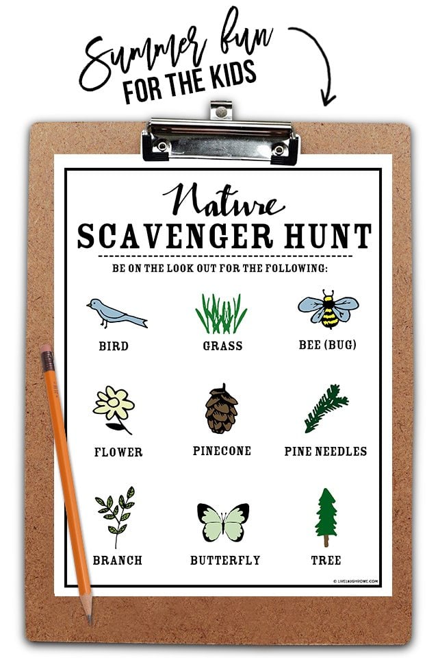 Fantastic nature themed Scavenger Hunt for kids! Grab some snacks and let's get started. livelaughrowe.com