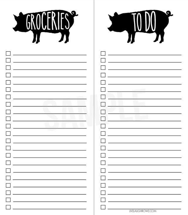 printable grocery lists