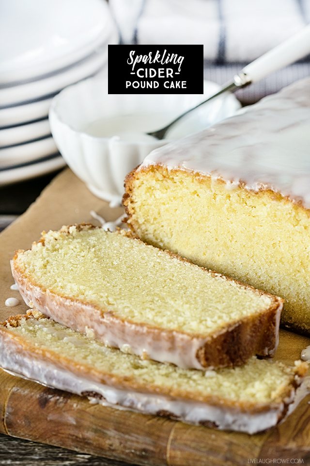 This Sparkling Cider Pound Cake has the taste of fall in every bite! Enjoy with a cup of tea or coffee. livelaughrowe.com