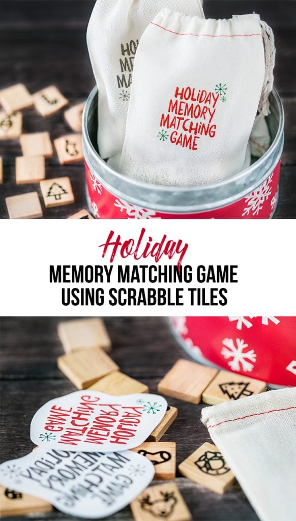 A fun Holiday Memory Matching Game using festive wooden scrabble tiles! Great stocking stuffer idea for the kids.  livelaughrowe.com