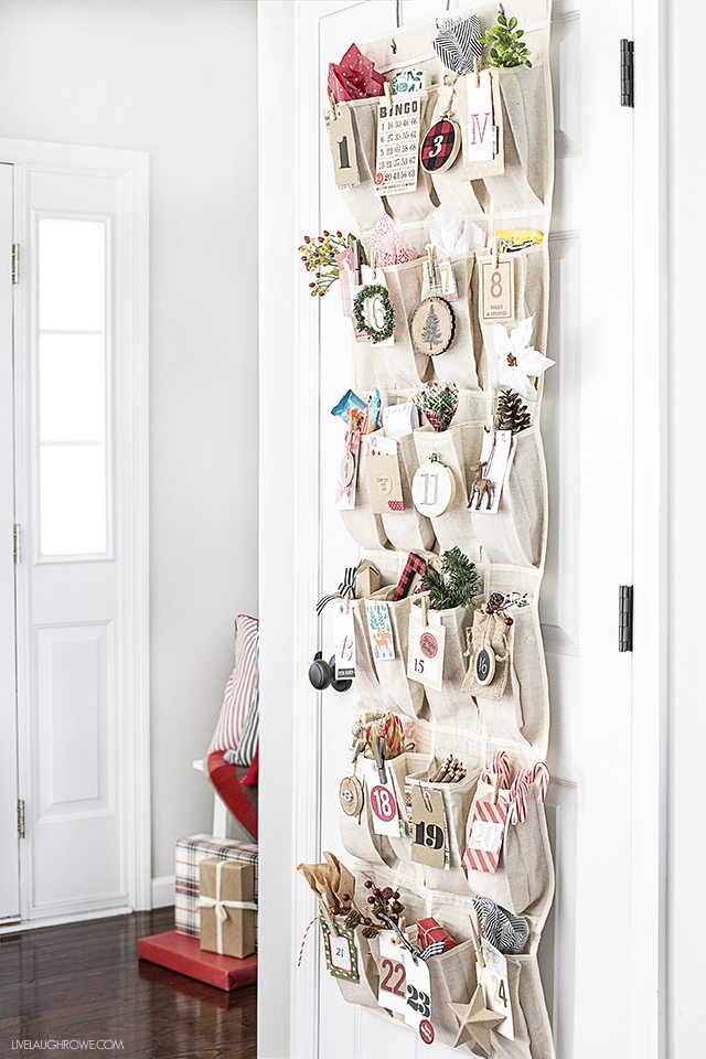 Beautiful and Simple Holiday Farmhouse Entryway -- loving the white and red with hints of gray. livelaughrowe.com