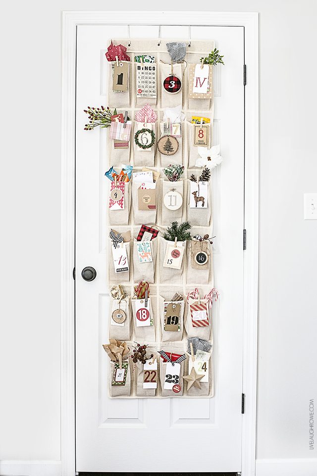 Adorable Woodland Inspired Advent Calendar using an over-the-door organizer. livelaughrowe.com