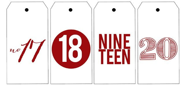 Printable number tags for your Advent Calendar this year. livelaughrowe.com