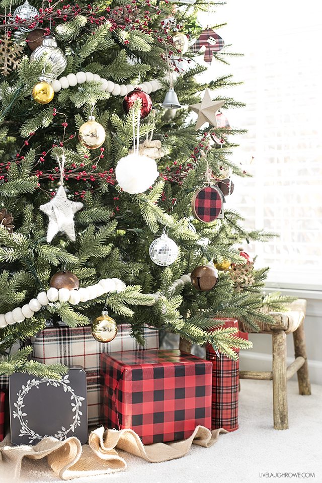 Rustic Christmas Tree with splashes of Glam and Plaid