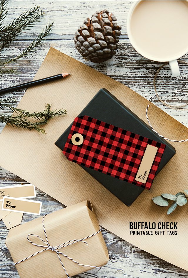 Printable Buffalo Check Gift Tags -- great for the holidays or winter gift giving! livelaughrowe.com