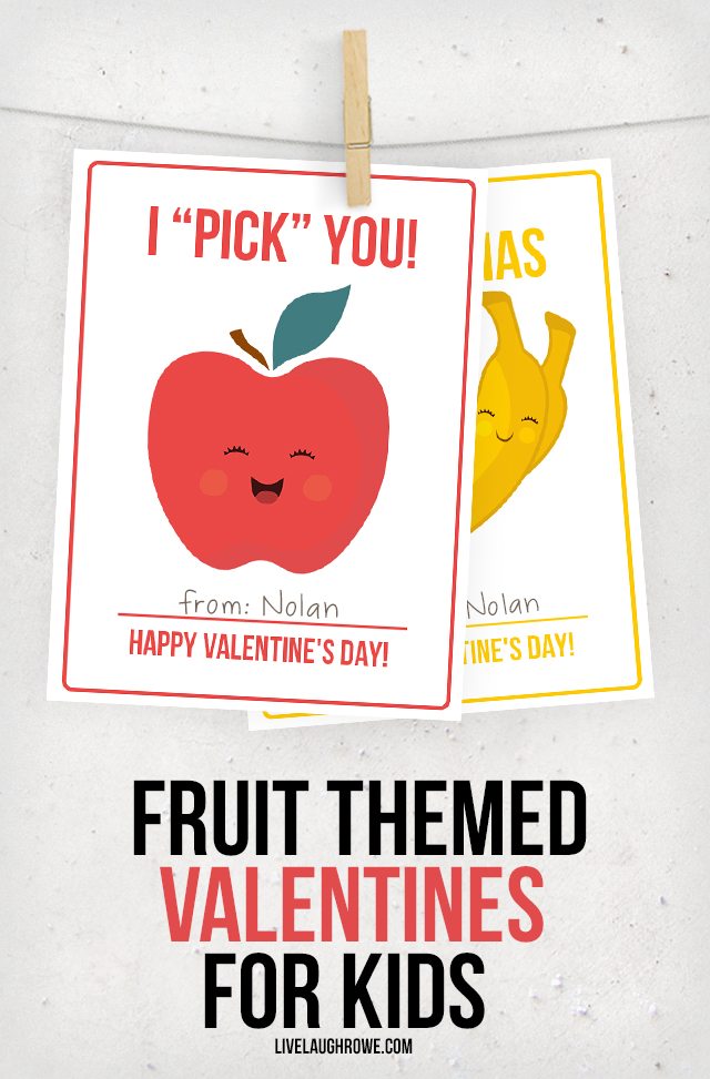 Go bananas with these adorable Fruit Valentines for Kids! livelaughrowe.com