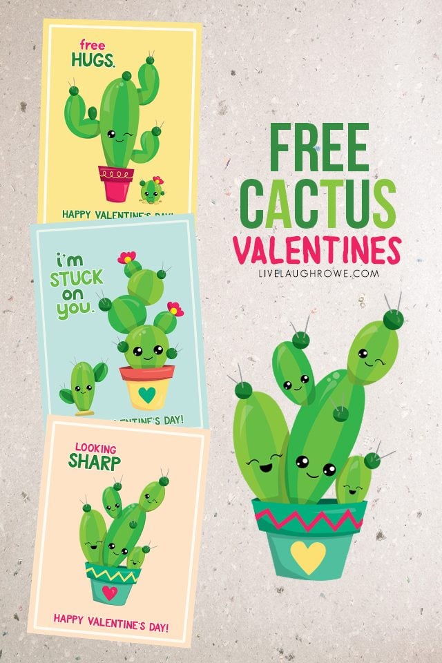 I'm stuck on you, friend! One of three fun (and free) printable cactus valentines. livelaughrowe.com