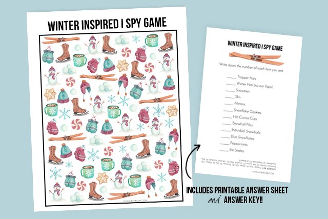 The perfect way to entertain the kids this winter. This Winter I Spy Printable comes with an answer sheet and answer key too! Print yours at livelaughrowe.com