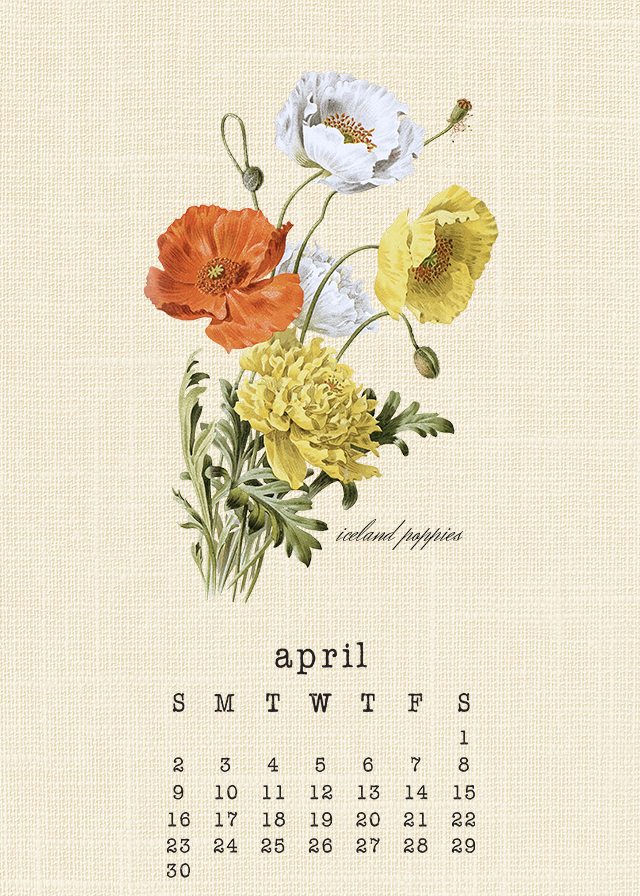 Beautiful Botanical April 2017 Calendar. Print yours at livelaughrowe.com