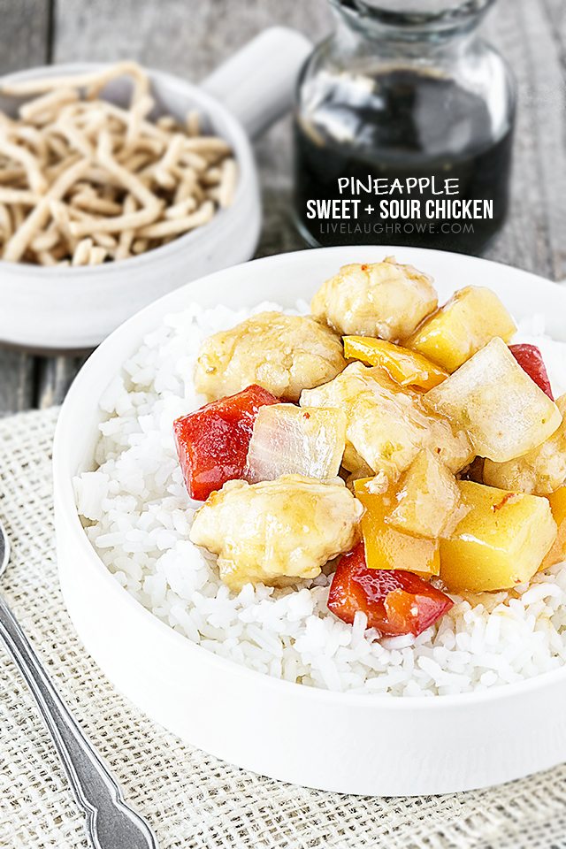 Skip the takeout and whip up this easy Pineapple Sweet and Sour Chicken! Serve with rice and dinner is served. livelaughrowe.com