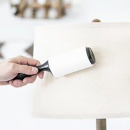 Great tip!! Use a lint roller to remove dust on your fabric lampshades. livelaughrowe.com