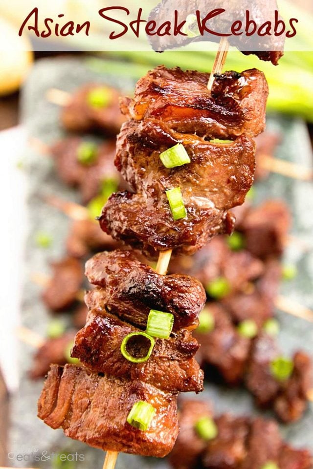 Father's Day BBQ Party Ideas. Asian Steak Kebabs.