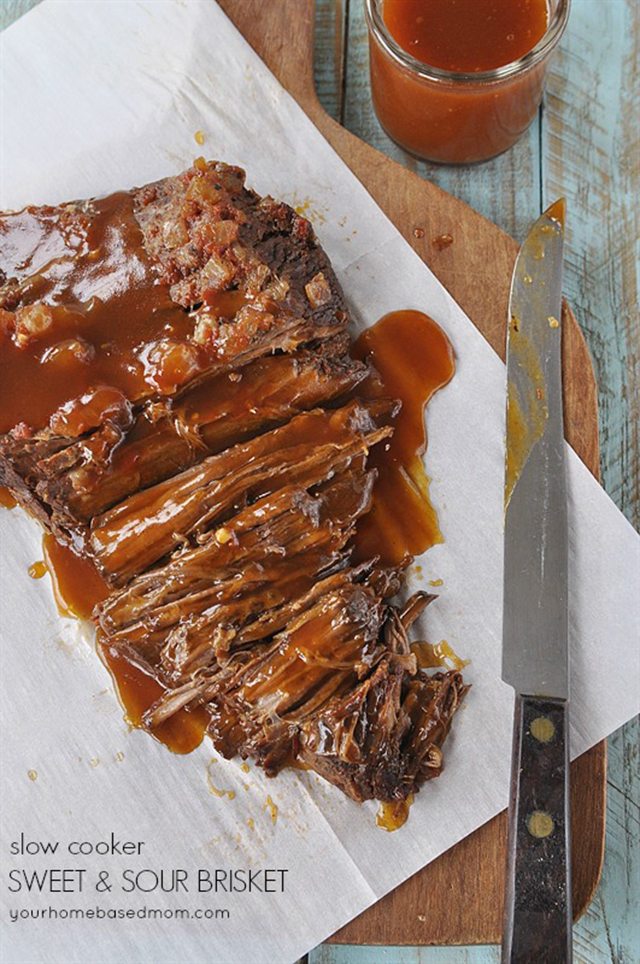 Father's Day BBQ Party Ideas. Slow Cooker Sweet and Sour Brisket.