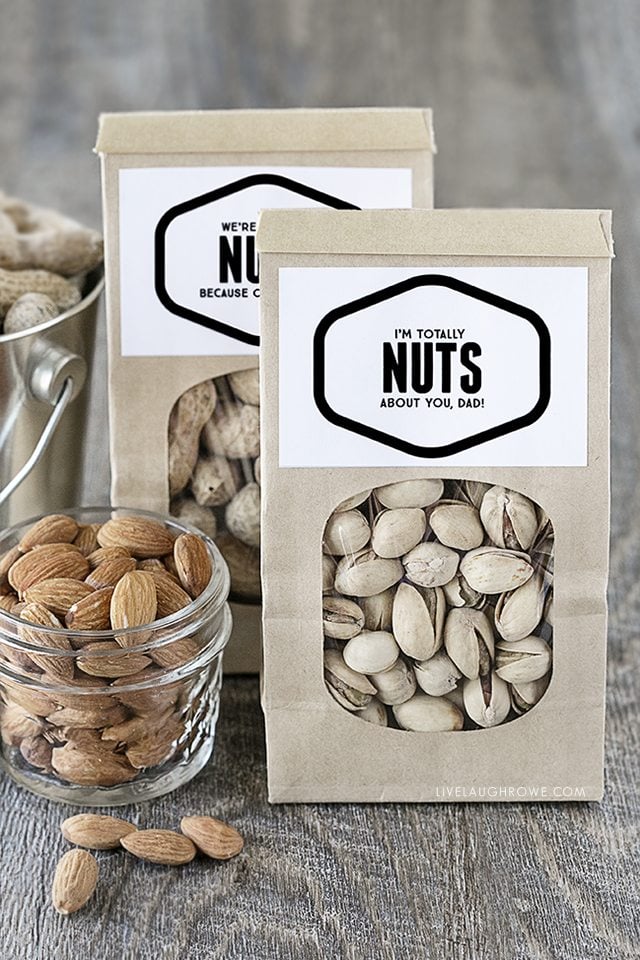 Fun 'Nuts About You' printables -- lots of options too! Find one for Father's Day, Valentine's Day or just because. Go NUTS! livelaughrowe.com