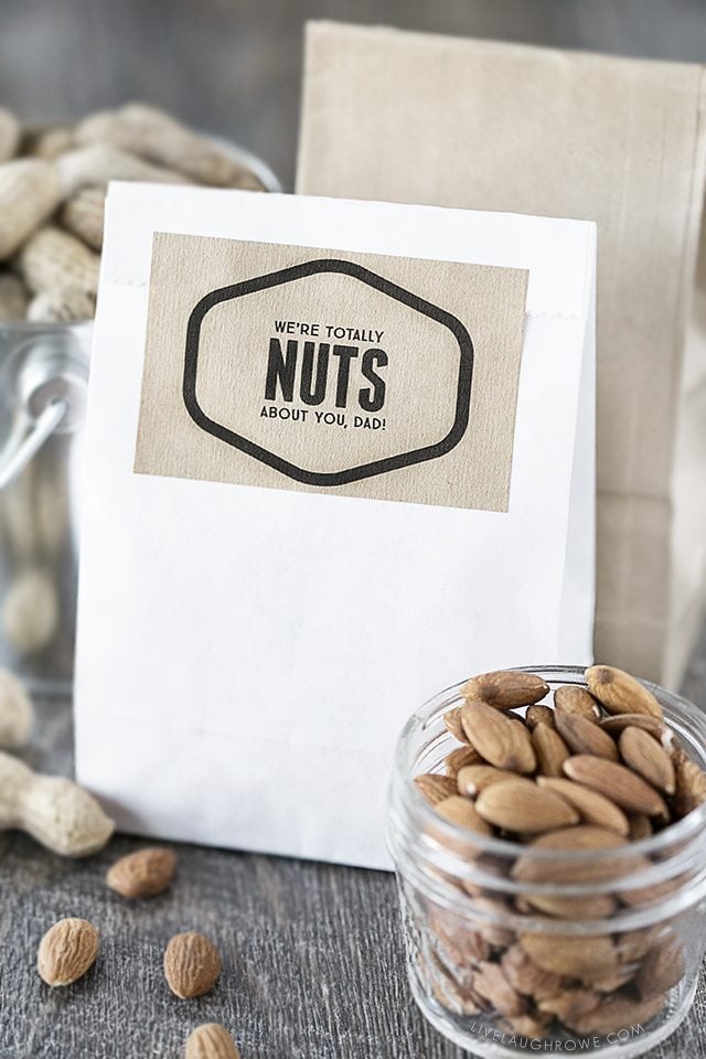 Fun 'Nuts About You' printables -- lots of options too! Find one for Father's Day, Valentine's Day or just because. Go NUTS! livelaughrowe.com