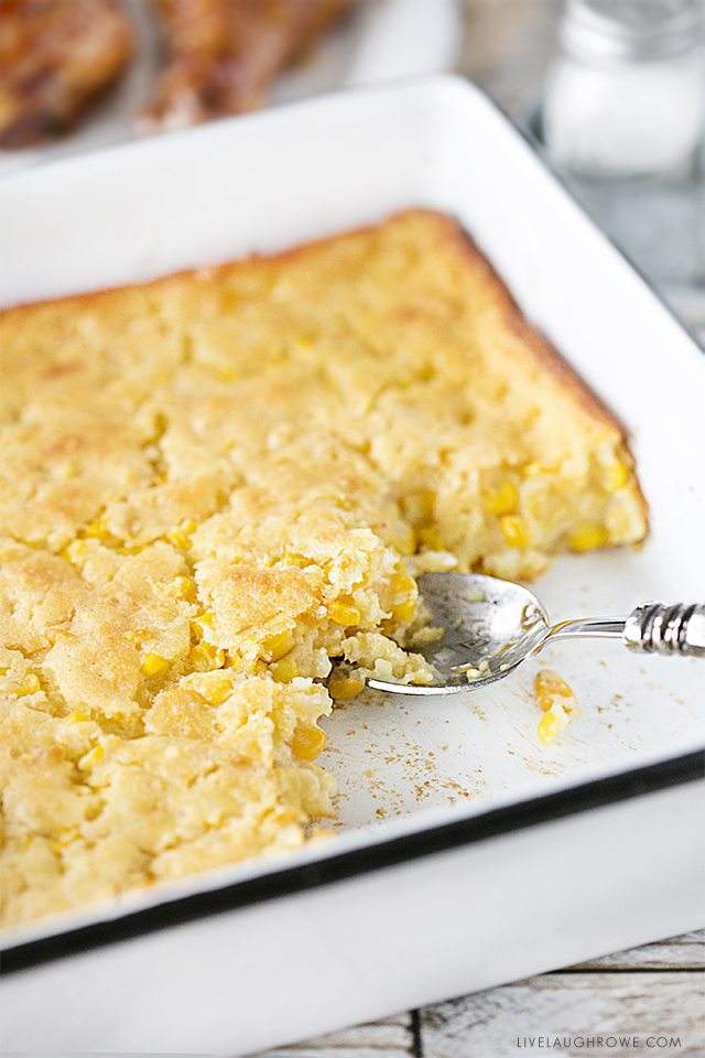 Simple Corn Bake that is on the lighter side! Recipe @livelaughrowe