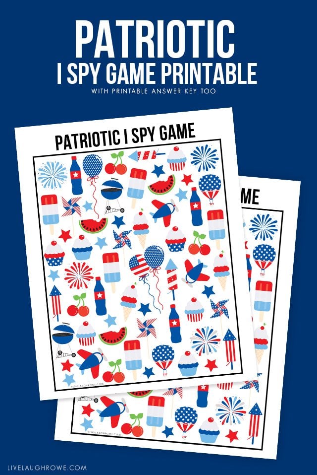 The perfect way to entertain the kids during your picnics! This Patriotic I Spy Printable comes with an answer sheet and answer key too! Print yours at livelaughrowe.com