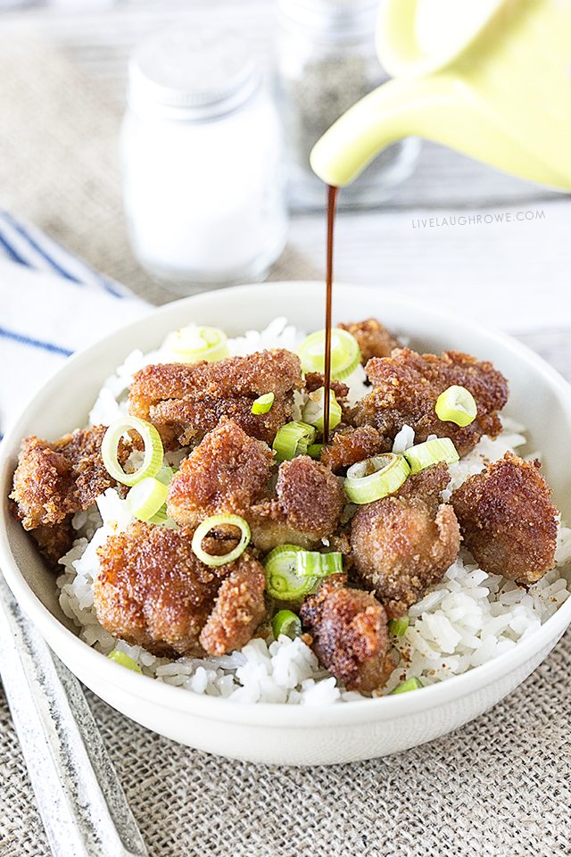 Chinese Sticky Chicken. This recipe is a perfect medley of flavors when paired with soy sauce, and chopped scallions. Recipe at livelaughrowe.com