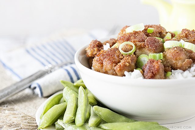 Chinese Sticky Chicken. This recipe is a perfect medley of flavors when paired with soy sauce, and chopped scallions. Recipe at livelaughrowe.com