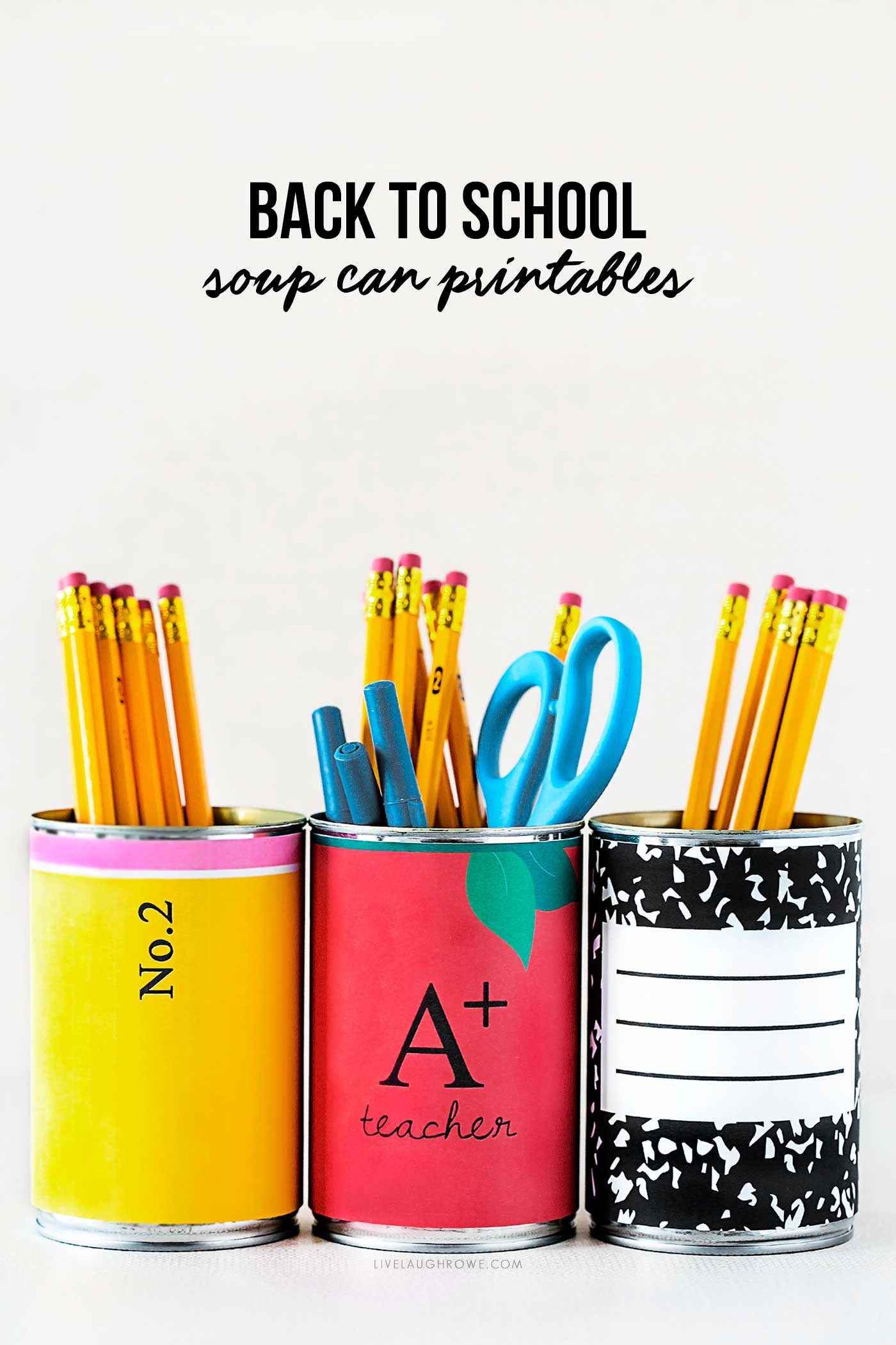 soup cans wrapped with printable covers
