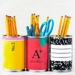 soup cans with printable school themed covers