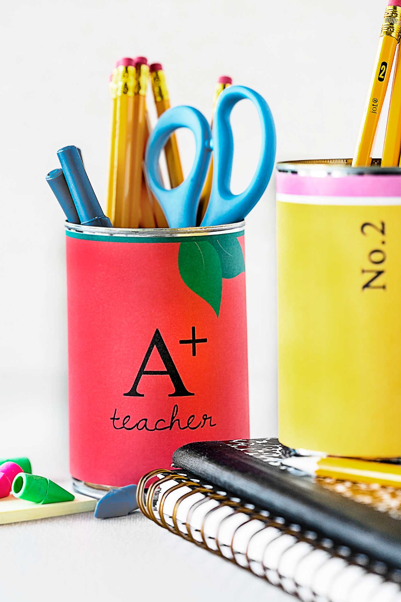 back to school craft using soup cans