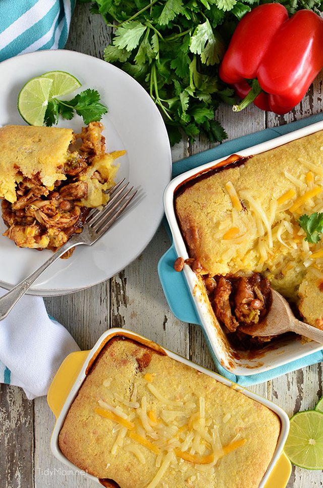 Cornbread BBQ Chicken Pot Pie recipe at TidyMom.net