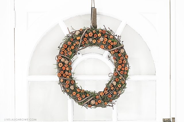 Beautiful Autumn Wreath that is inexpensive and easy to make! livelaughrowe.com