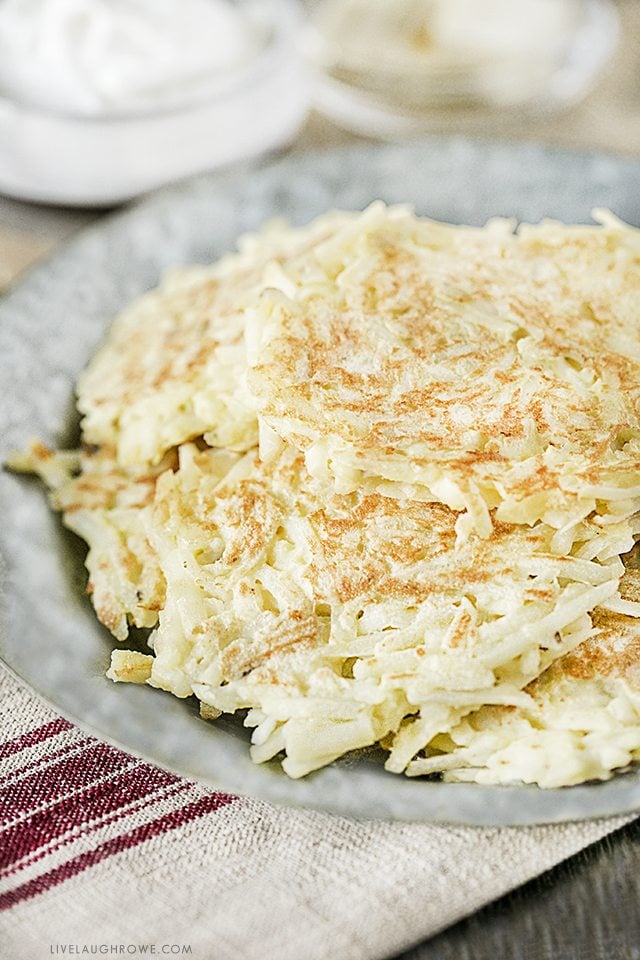 A family favorite that makes a regular appearance -- this Potato Pancake Recipe is simple and delicious! Recipe at livelaughrowe.com
