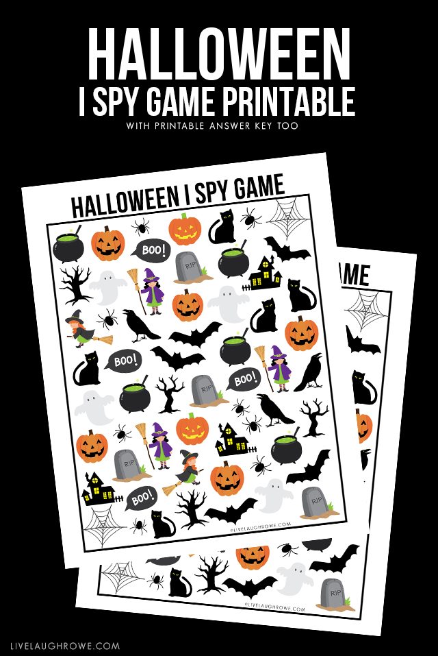 A Halloween I Spy Printable is the perfect way to entertain the kids before trick or treating! Hosting a Halloween Party? Free answer sheet and answer key too! Print yours at livelaughrowe.com