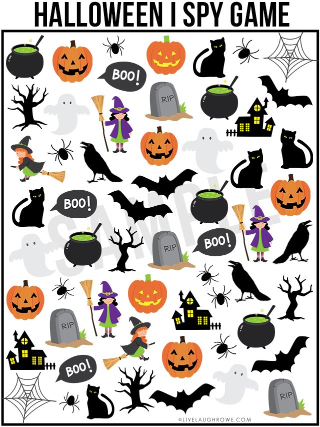 A Halloween I Spy Printable is the perfect way to entertain the kids before trick or treating! Hosting a Halloween Party? Free answer sheet and answer key too! Print yours at livelaughrowe.com