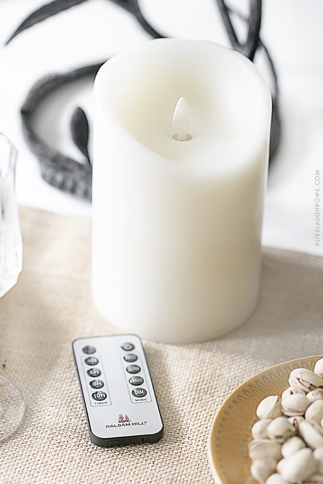 Simple, yet beautiful Thanksgiving Tablescape for two. This effortlessly inviting space is brought to you by Kelly of Live Laugh Rowe and Balsam Hill. Read more at livelaughrowe.com