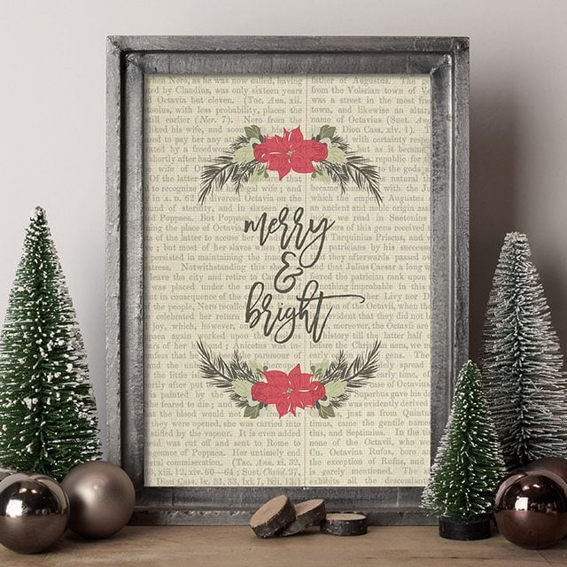 Vintage inspired Merry and Bright Christmas Printable. Adorn your wall with a print or gift to a friend! livelaughrowe.com