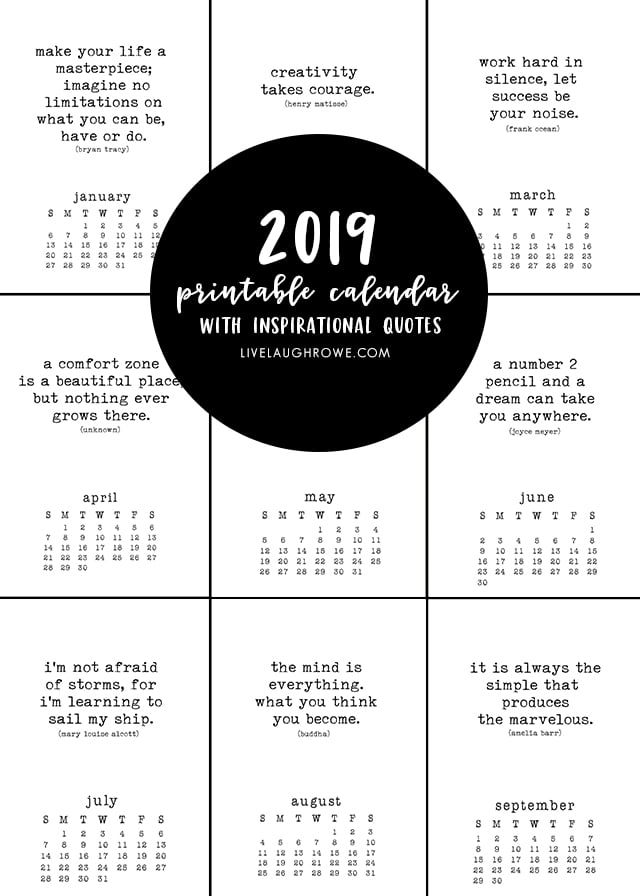 Free Printable Calendar With Inspirational Quotes That Are Sure To