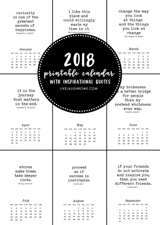 Free Printable Calendar with Inspirational Quotes that are sure to inspire!