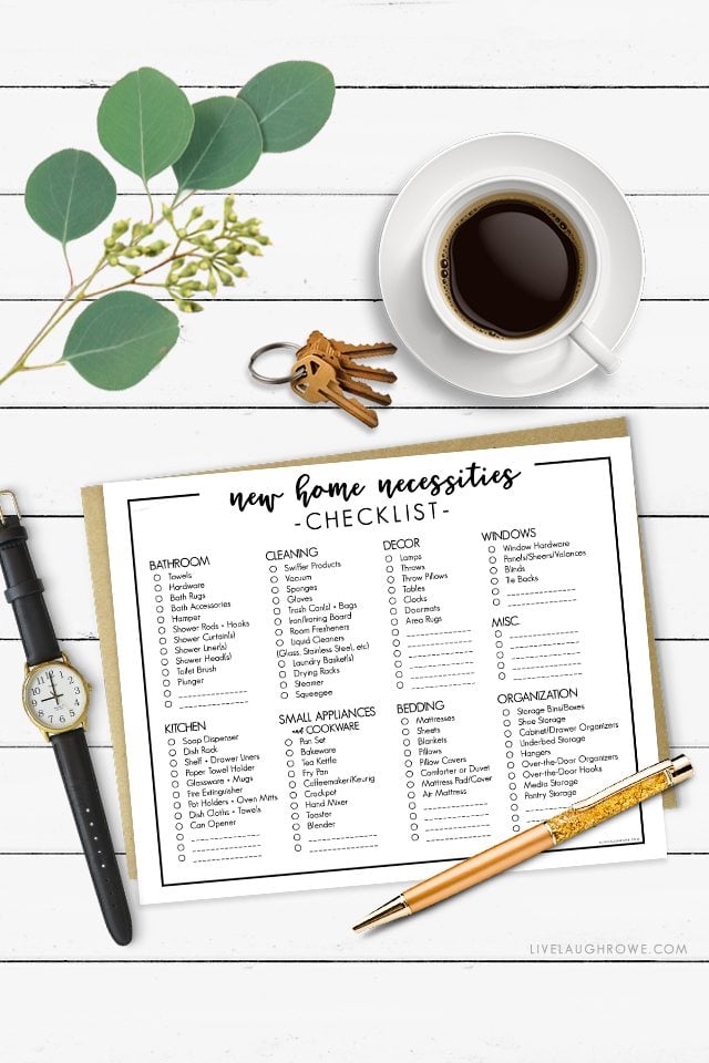 Moving into your first home or apartment? Buying a new home? This printable New Home Necessities Checklist is pretty handy. Print yours at livelaughrowe.com