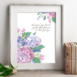 "Let your joy burst forth like flowers in the spring." What a great quote -- spring flowers do burst forth with joy and we should follow their lead! Beautiful watercolor hydrangeas amongst these FREE printable flowers at livelaughrowe.com