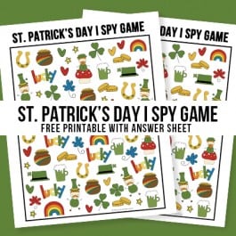 Looking for a St. Patrick's Day Activity for the kiddos? How about this I Spy Game printable? It comes with an answer sheet and answer key too! Print yours at livelaughrowe.com