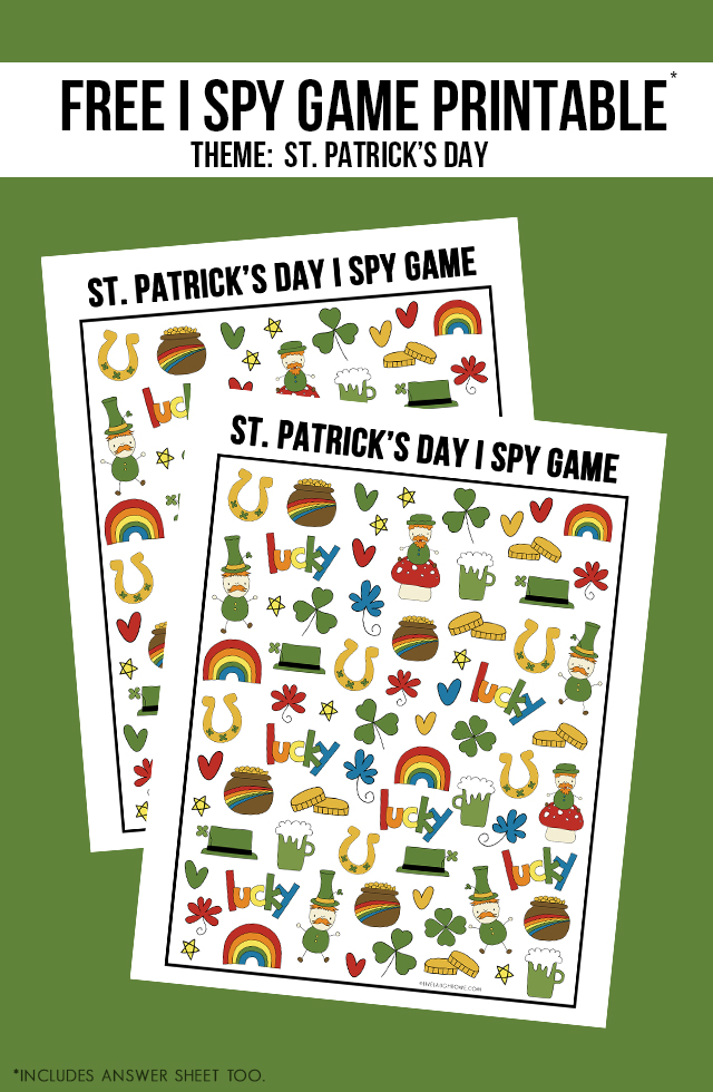 st patricks day activity for kids i spy game printable