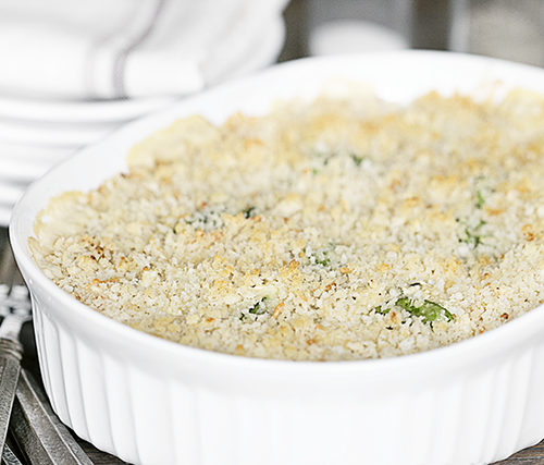 A One Pan Wonder Cauliflower Chicken Alfredo Casserole