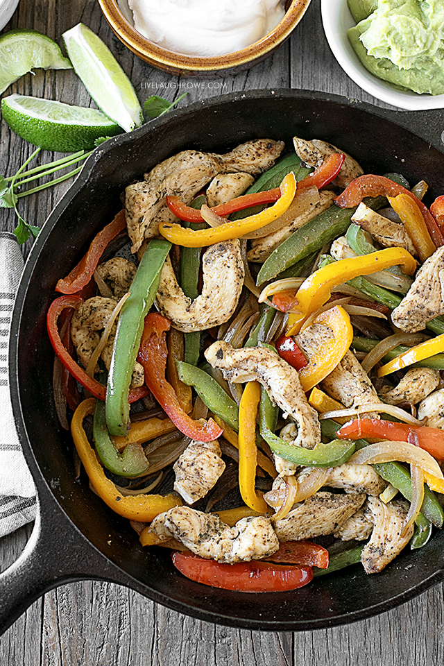 Ever wonder How to Make Chicken Fajitas in a Cast Iron Skillet? Yep, one skillet does it all in less than 30 minutes with this easy fajita recipe. Learn more at livelaughrowe.com