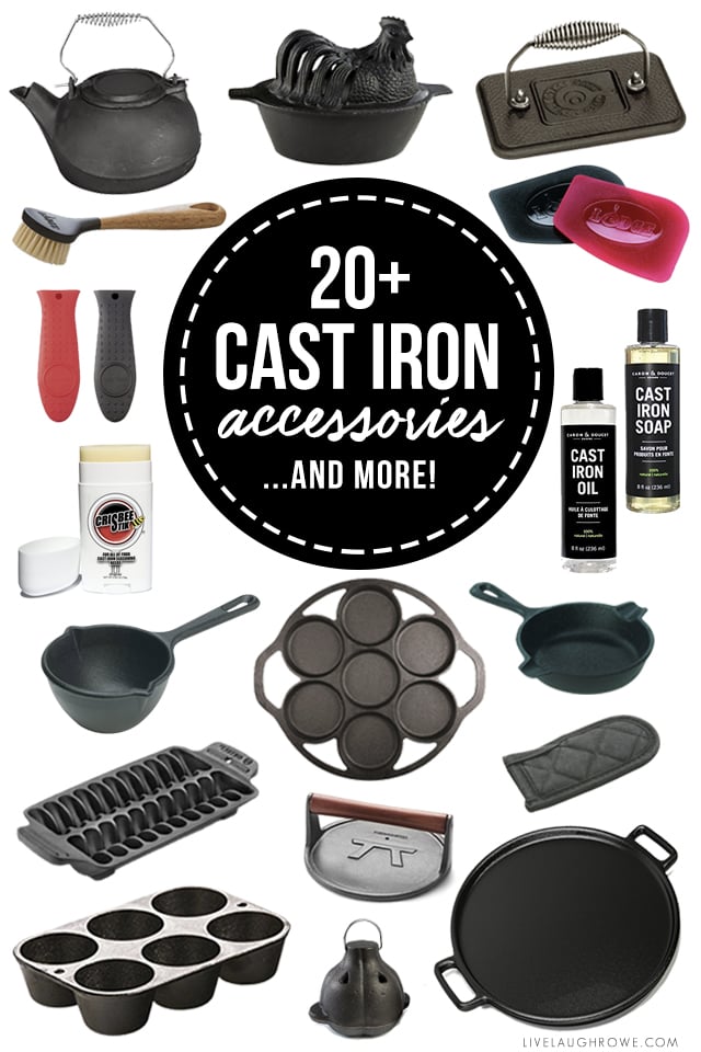 20+ Cast Iron Accessories that will inspire you to explore the world of cast iron skillet cooking. livelaughrowe.com