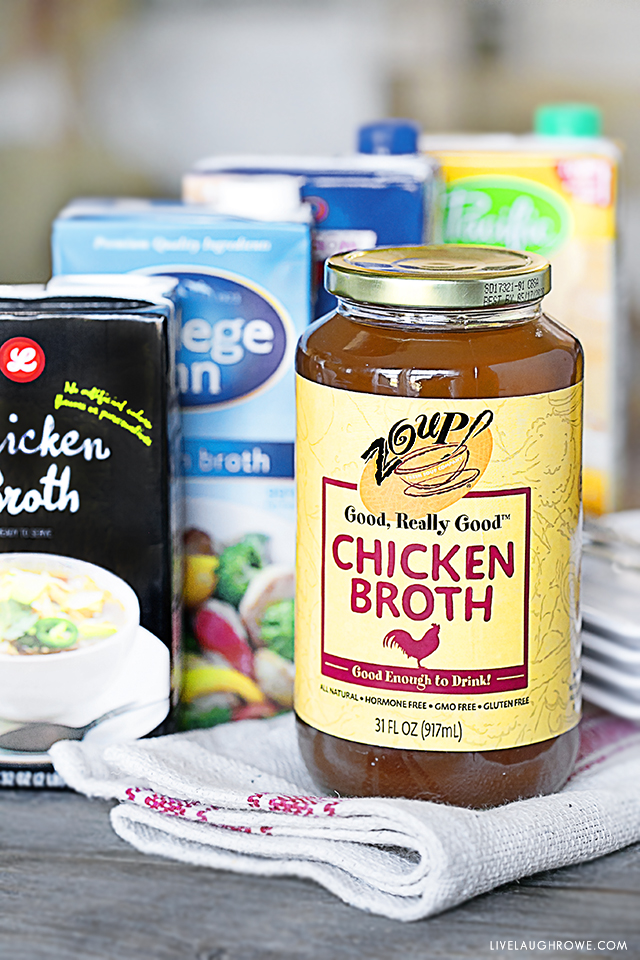 FIVE chicken broths were used in this taste test -- visit livelaughrowe.com to see who won!