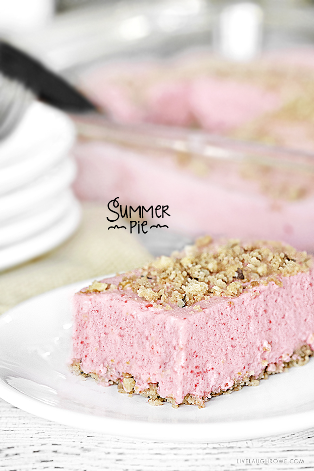 End the backyard BBQ on a sweet note with this Summer Pie dessert. It's a perfect combination of light, sweet and crunchy --it's sure to be a new family fave! Recipe at livelaughrowe.com