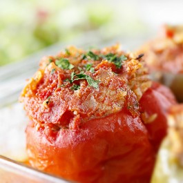 These Turkey Stuffed Bell Peppers are healthy and packed with flavor... aaaand guess what? There's so much moisture in the stuffed pepper that you don't need to cook the rice first! Recipe at livelaughrowe.com