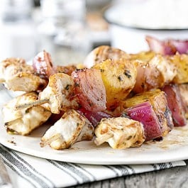 Amazing BBQ Chicken Skewers with Pineapple and a sweet cilantro barbecue sauce. This Weight Watchers friendly recipe is low in points and HIGH in flavor. Recipe at livelaughrowe.com
