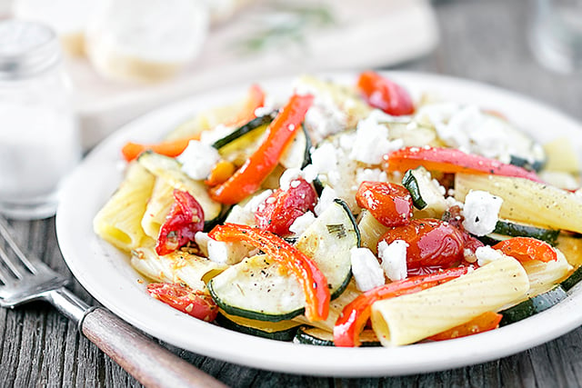 Pasta with Roasted Vegetables, Rosemary and Feta | WW Recipe