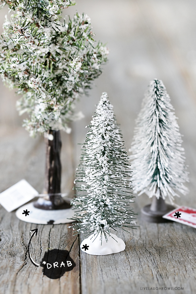 Turn the base of a bottle brush or sisal tree from drab to fab with this simple Christmas Tree Craft inspiration. Learn more at livelaughrowe.com