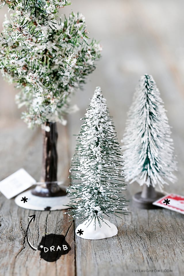 Turn the base of a bottle brush or sisal tree from drab to fab with this simple Christmas Tree Craft inspiration. Learn more at livelaughrowe.com