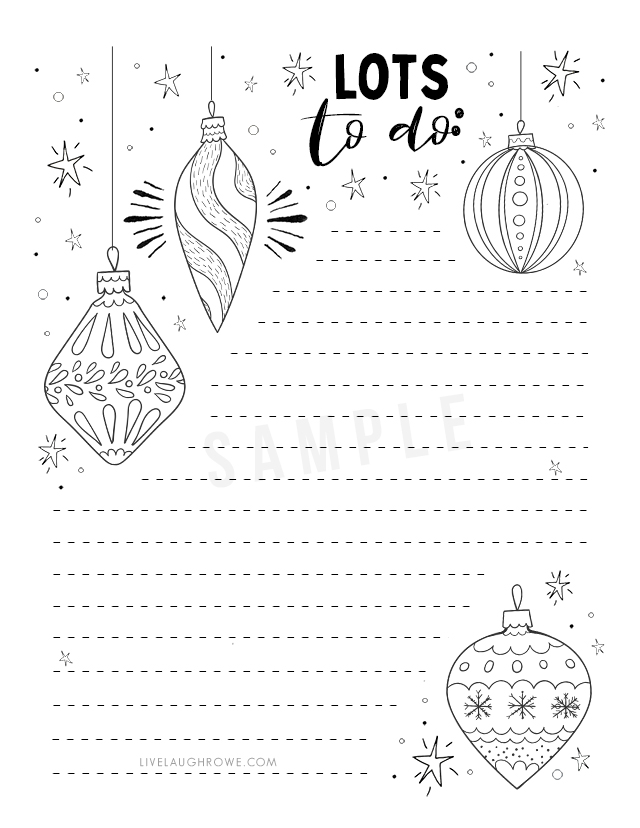 Have a lot to get done before Christmas? Use this Christmas To Do List with a coloring sheet to stay organized and add a little stress free coloring to the mix. Print yours at livelaughrowe.com